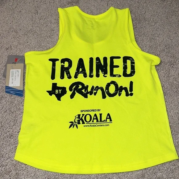 Brooks Neon Yellow Cropped Tank Top - Size Medium - Picture 2 of 4